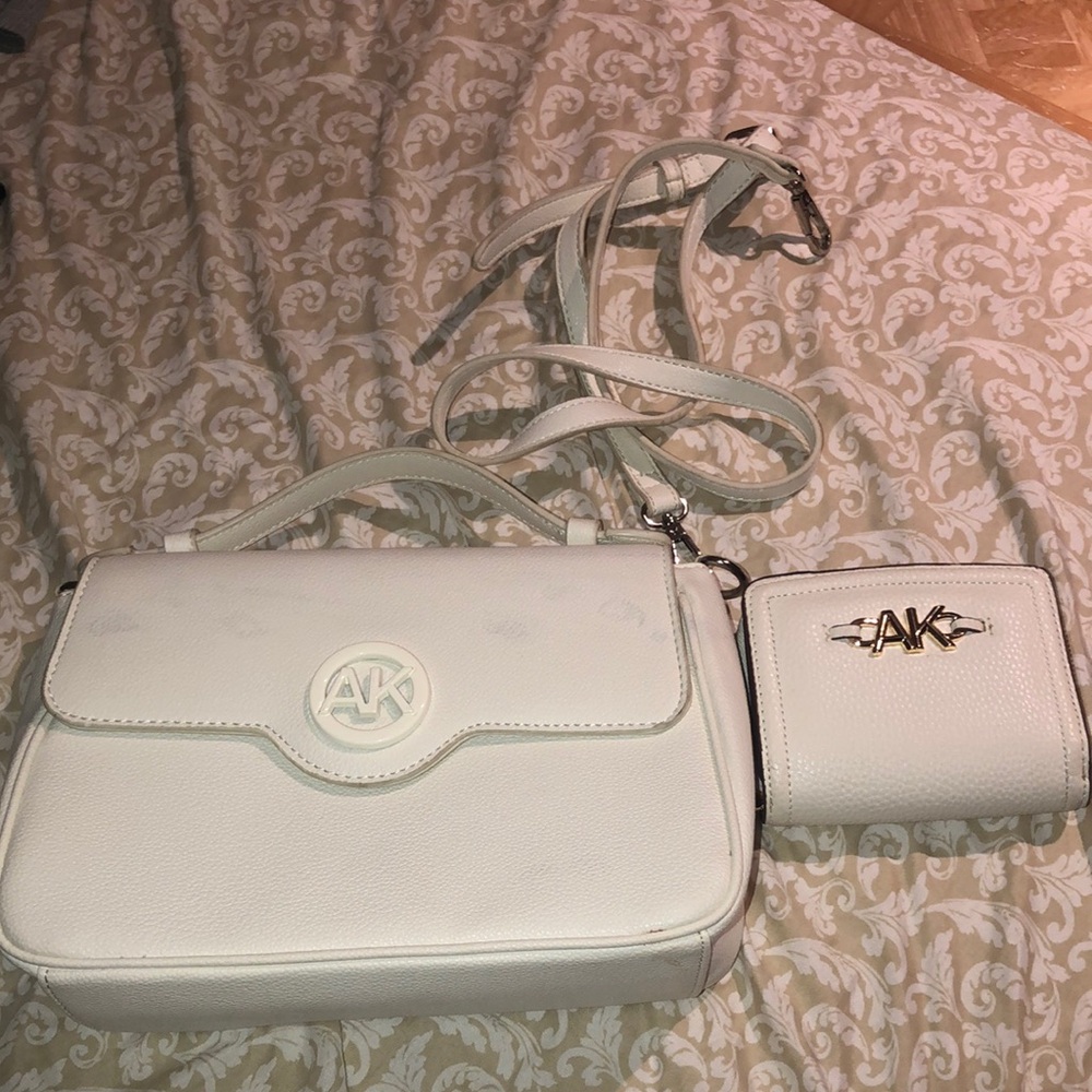 White Crossbody Bag and Wallet Set